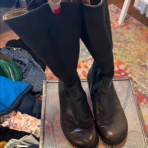 Fly London Black and green Leather Heeled Boots